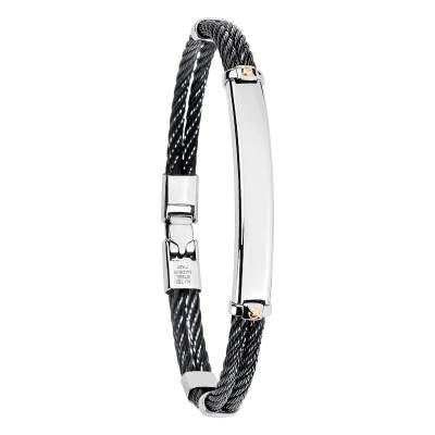 Bracelet Sarzano en Acier Bicolore & Or Jaune 750, Longueur 20,50 cm - Salvatore Bersani