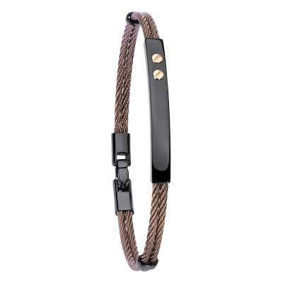 Bracelet Campese en Acier Bicolore & Or Jaune 750, Longueur 20,50 cm - Salvatore Bersani