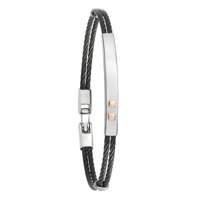 Bracelet Agordo en Acier Anthracite & Or Jaune 750, Longueur 20,50 cm - Salvatore Bersani
