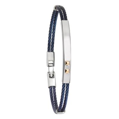 Bracelet Agordo en Acier Bicolore & Or Jaune 750, Longueur 21,50 cm - Salvatore Bersani