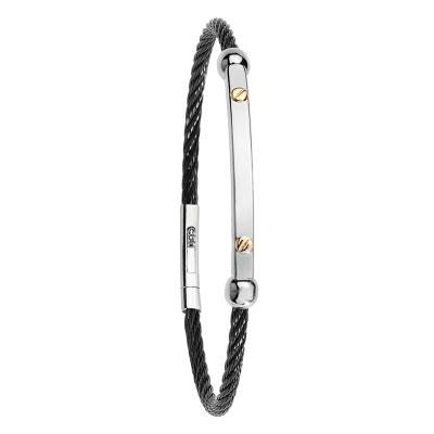 Bracelet Pramaggiore en Acier Anthracite & Or Jaune 750, Longueur 20,50 cm - Salvatore Bersani