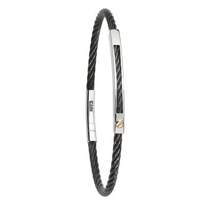 Bracelet Lissaro en Acier Gris et Noir & Or Jaune 750, Longueur 20,50 cm - Salvatore Bersani
