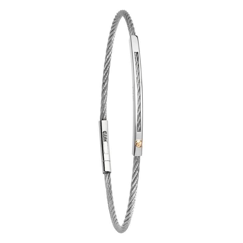 Steel & 750 Yellow Gold Rubano Bracelet, Length 20.50 cm - Salvatore Bersani