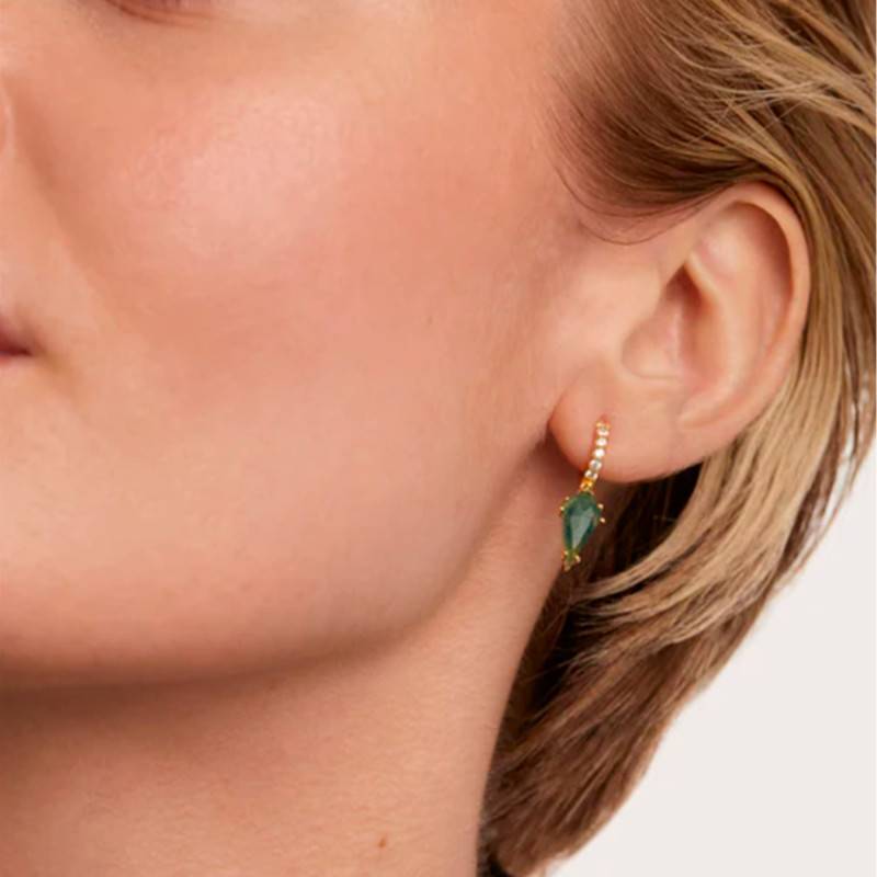 Boucles D'oreilles Pendantes En Agate Et Acier Inoxydable Le Bijou Français - Neuves Avec étiquettes