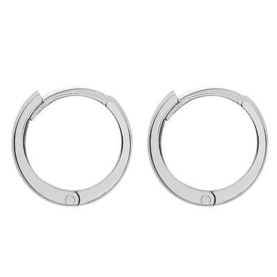375 White Gold Hoop Earrings, 11 mm Diameter - Emanessence