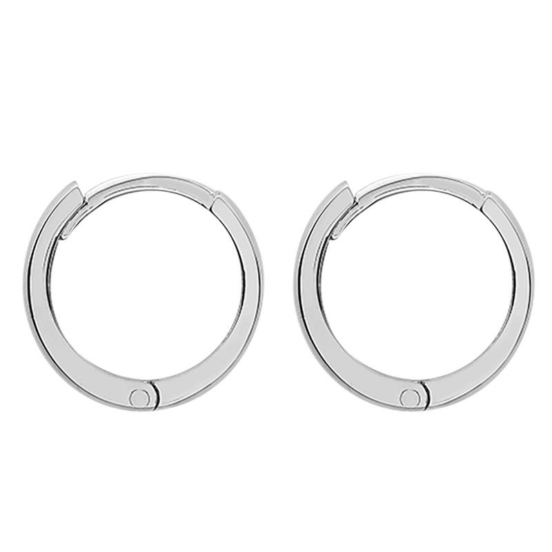 375 White Gold Hoop Earrings, 11 mm Diameter - Emanessence