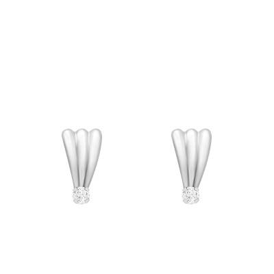 Boucles d'oreilles Éventail en Or Blanc 375 & Oxydes de Zirconium - Emanessence
