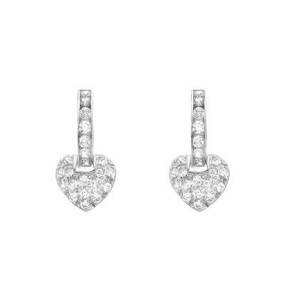 375 White Gold & Cubic Zirconia Heart Drop Earrings - Emanessence
