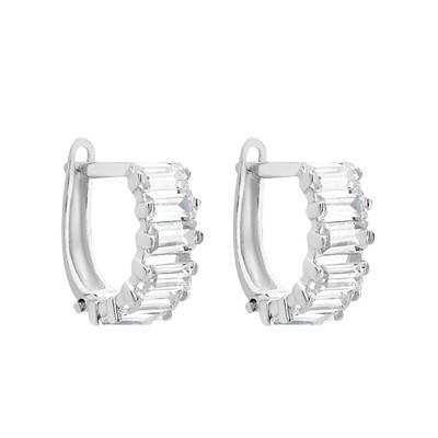 375 White Gold & Cubic Zirconia Hoop Earrings - Emanessence