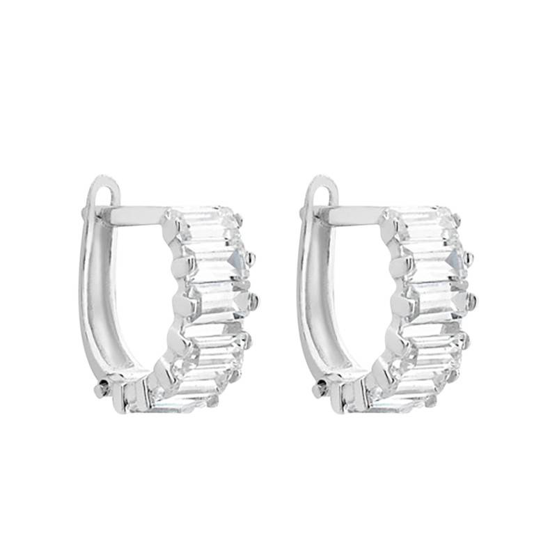 375 White Gold & Cubic Zirconia Hoop Earrings - Emanessence