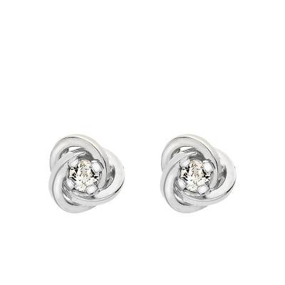 Boucles d'oreilles Tourbillon en Or Blanc 375 & Zircones - Emanessence