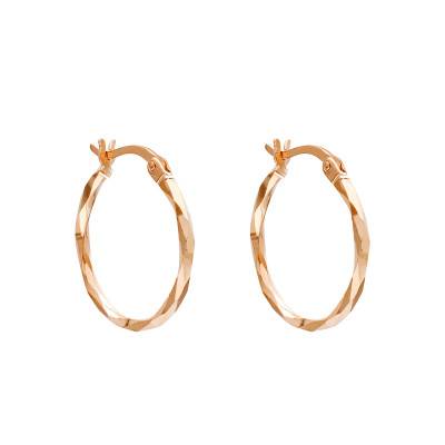 Créoles à Facettes en Plaqué Or Rose, Diamètre 16 mm - Emanessence
