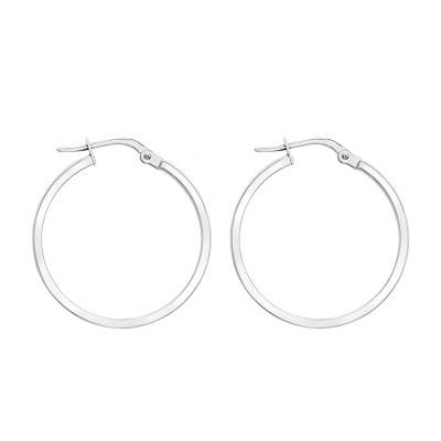 Créoles Fil Rectangulaire en Or Blanc 375, Diamètre 23,5 à 40 mm - Emanessence