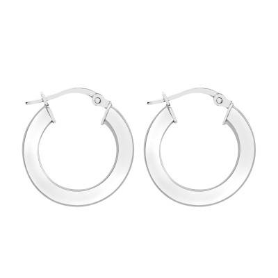 Créoles Fil Carré en Or Blanc 375, Diamètre 18 mm - Emanessence