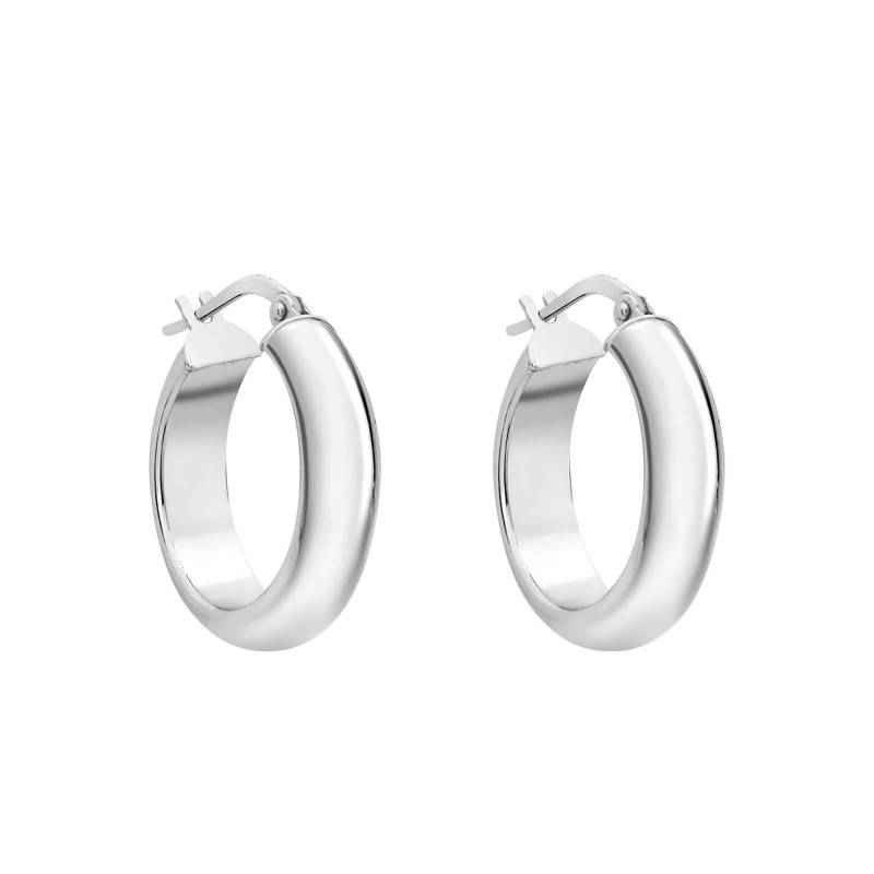 375/1000 White Gold Round Hoop Earrings, 19 mm Diameter - Emanessence