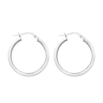 375 White Gold Square-Wire Hoop Earrings, 22 mm Diameter - Emanessence