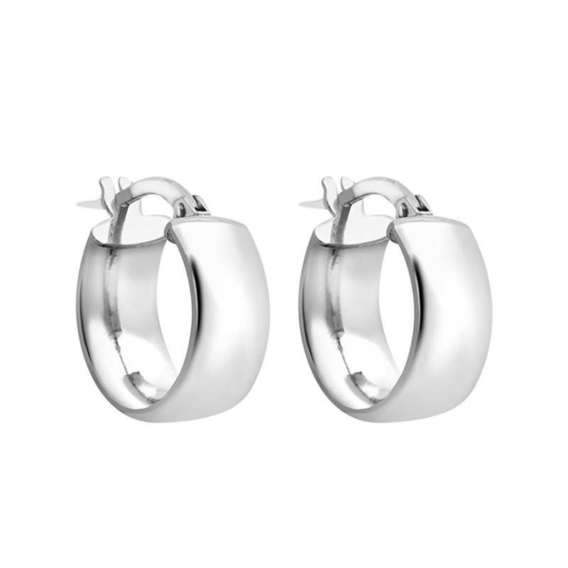 375 White Gold Hoop Earrings, 14 mm Diameter - Emanessence