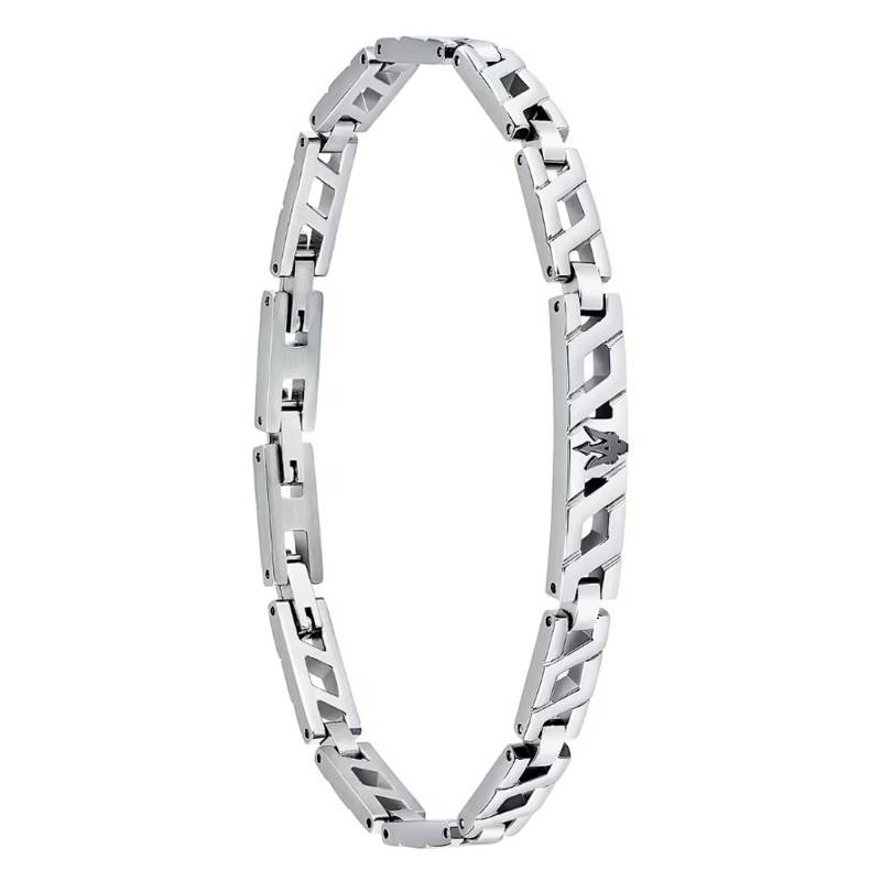 Iconic Gray & Black Stainless Steel Bracelet, Length 18.50 cm to 21.50 cm - JM124AVD34 - Maserati