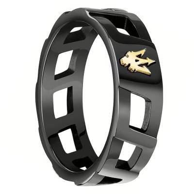 Maserati Iconic Black and Yellow Steel Ring - JM334AVD51019 - Maserati