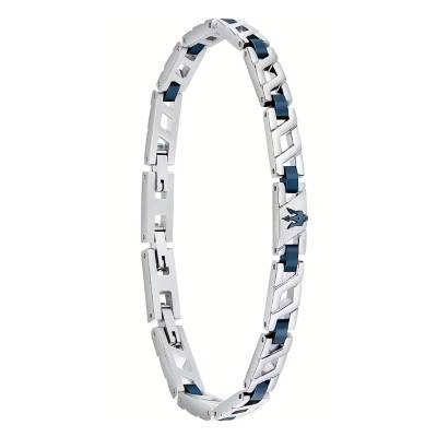 Iconic Stainless Steel & Blue Ceramic Bracelet, Length 18,50 cm to 21,50 cm - JM124AVD39 - Maserati