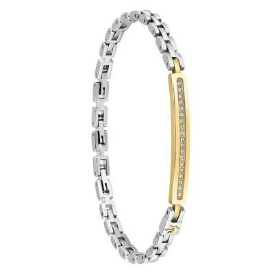 Iconic Stainless Steel & Yellow Ceramic Bracelet with White Crystals, Length 18,5 cm to 21,5 cm - JM224AVD42 - Maserati