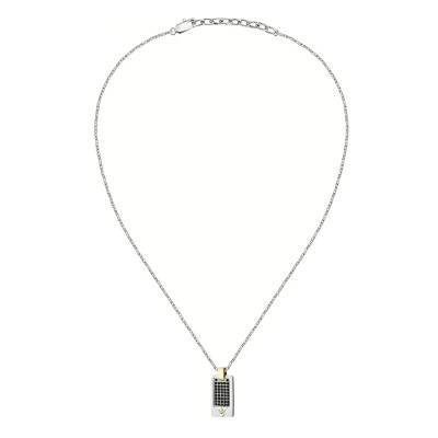 Collier Plaque en Acier Gris & Jaune et Email, Longueur 45 à 50 cm - JM334AVD49 - Maserati