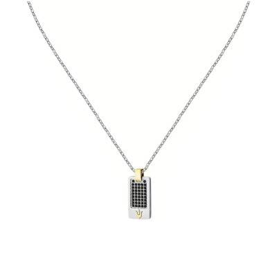 Collier Plaque en Acier Gris & Jaune et Email, Longueur 45 à 50 cm - JM334AVD49 - Maserati