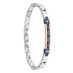 Blue Ceramic & Gray and Rose Steel Bracelet