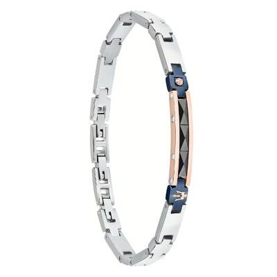 Grey & Rose Steel and Blue Ceramic Bracelet, Length 18.50 cm to 21.50 cm - JM224ATZ38 - Maserati