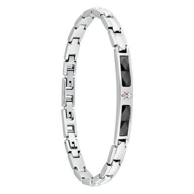 Stainless Steel & Black Ceramic Bracelet, Length 18.50 cm to 21.50 cm - JM224ATZ40 - Maserati