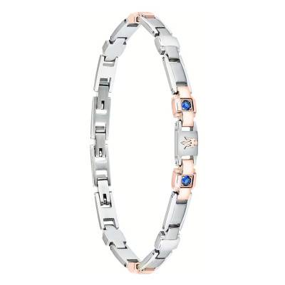 Bracelet en Acier Bicolore & Saphirs Bleus, Longueur 18 à 21,50 cm - JM224AXO01 - Maserati