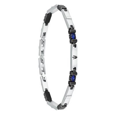 Bracelet en Acier Bicolore & Saphirs Bleus, Longueur 18 à 21,50 cm - JM224AXO04 - Maserati