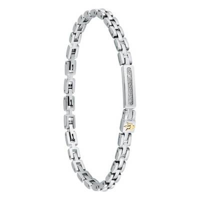 Iconic Two-Tone Stainless Steel & White Crystal Bracelet, Length 18 cm to 21,50 cm - JM324AVD54 - Maserati