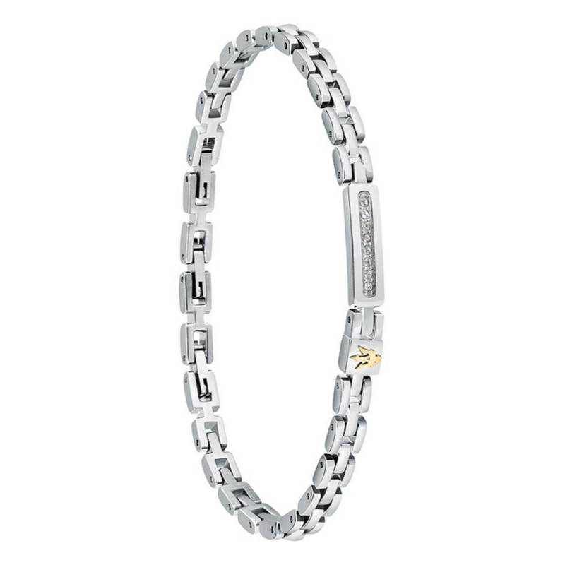 Iconic Two-Tone Stainless Steel & White Crystal Bracelet, Length 18 cm to 21,50 cm - JM324AVD54 - Maserati