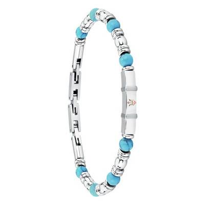Bracelet Iconic en Acier Bicolore & Turquoises, Longueur 18,50 à 21,50 cm - JM324AVD44 - Maserati