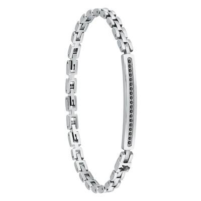 Iconic Two-Tone Stainless Steel & Black Crystal Bracelet, Length 18,50 cm to 21,50 cm - JM224AVD41 - Maserati