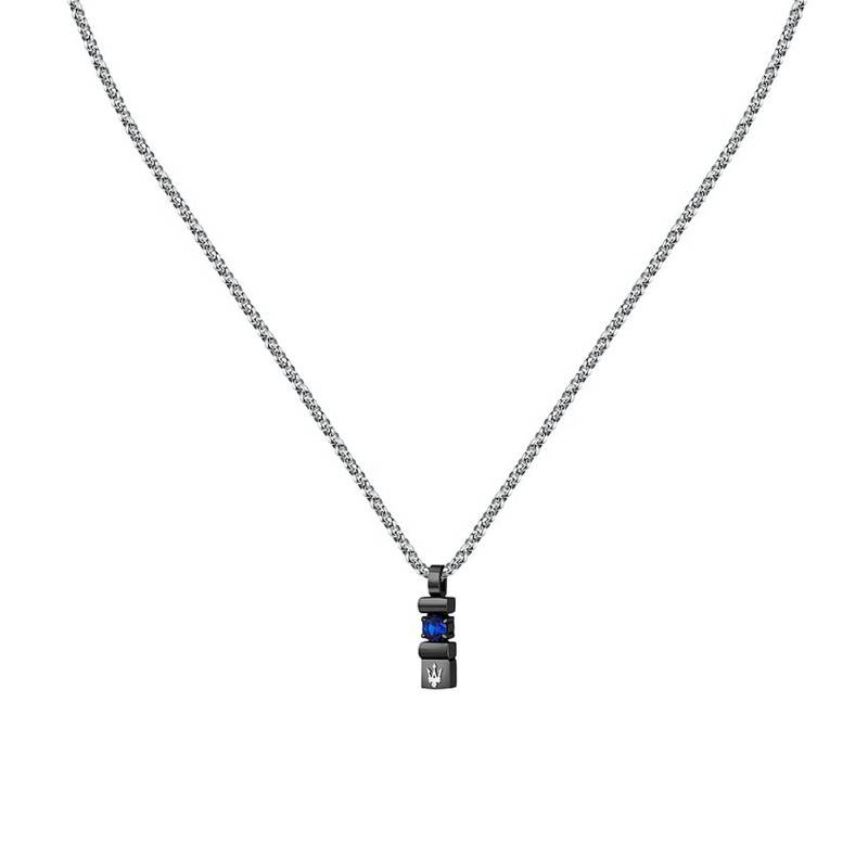 Grey Steel & Blue Sapphire Necklace, Length 45 cm to 50 cm - JM334AXO05 - Maserati