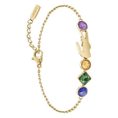 Deva Gold-Tone Steel & Multicolor Gemstone Bracelet, Length 16.50 cm to 21.50 cm - 2040361 - Lacoste
