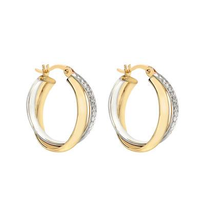 Créoles Croisées en 2 Ors 375, Diamètre 18 mm - Emanessence