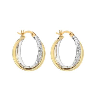 Créoles Croisées en 2 Ors 375, Diamètre 18 mm - Emanessence