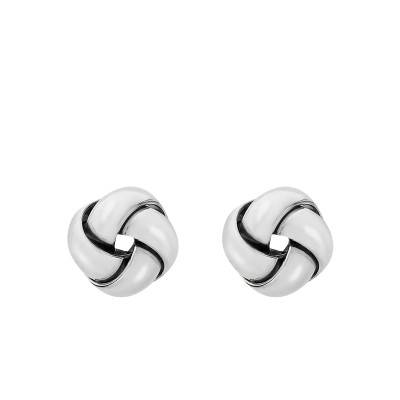 Boucles d'oreilles Noeud Ajouré en Or Blanc 375 - Emanessence