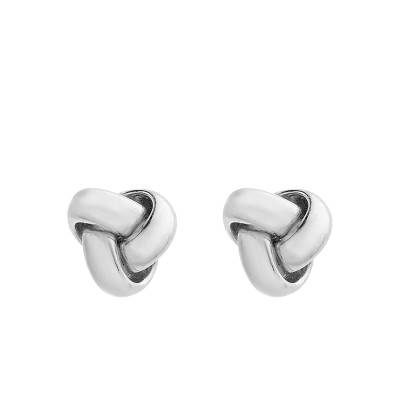 Boucles d'oreilles Noeud 8 mm en Or Blanc 375 - Emanessence