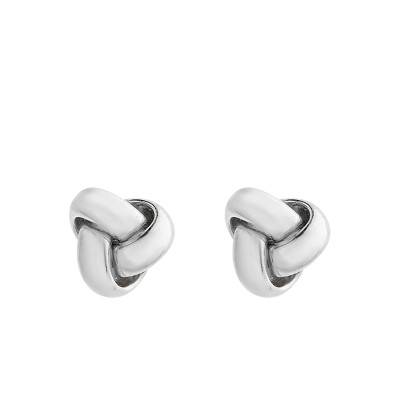 Boucles d'oreilles Noeud 6 mm en Or Blanc 375 - Emanessence