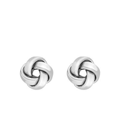 Boucles d'oreilles Noeud 10 mm en Or Blanc 375 - Emanessence