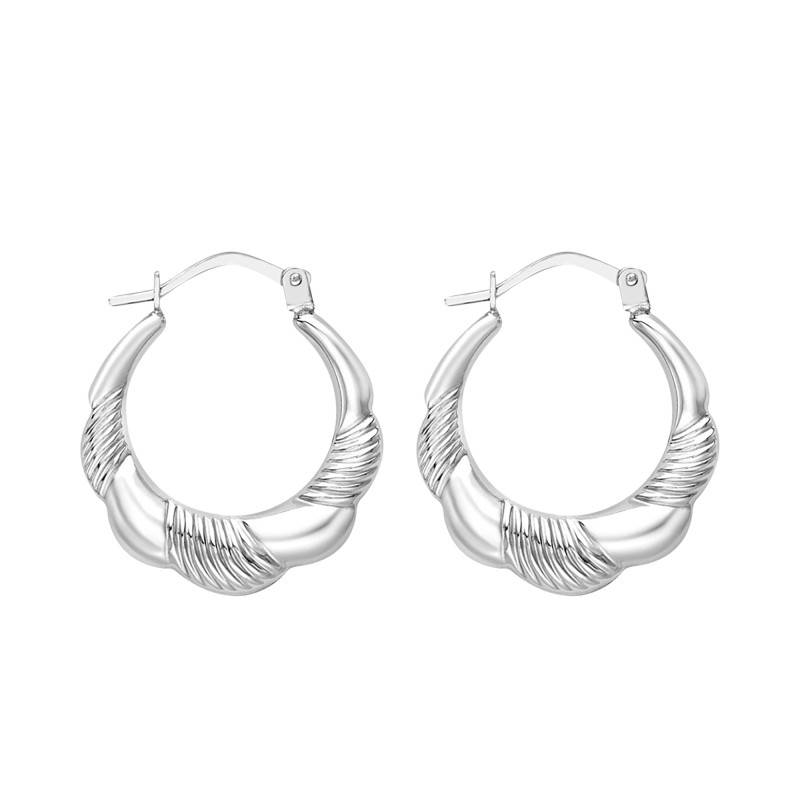 375 White Gold Scalloped Hoop Earrings - Emanessence