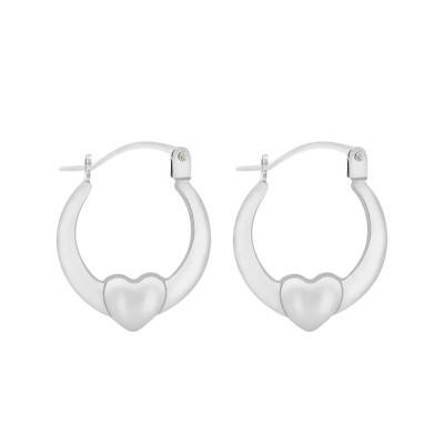 Créoles Coeur en Or Blanc 375 - Emanessence