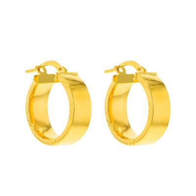 375 Yellow Gold Hoop Earrings, 17.50 mm Diameter - Emanessence