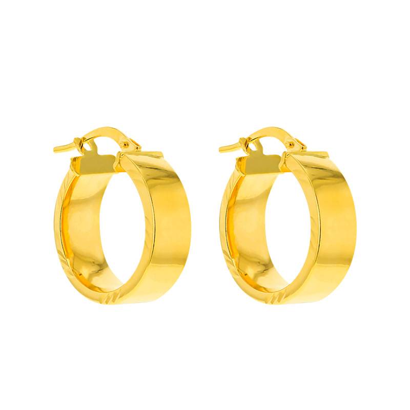 375 Yellow Gold Hoop Earrings, 17.50 mm Diameter - Emanessence