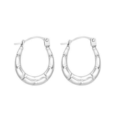 Créoles Mini Rainures en Or Blanc 375 - Emanessence