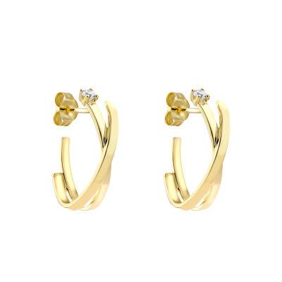 Créoles Croisées en Or Jaune 375 & Oxydes De Zirconium - Emanessence